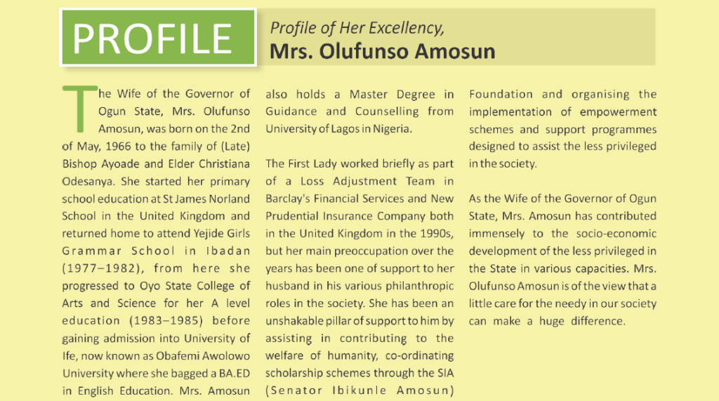 Profile of Her Excellency